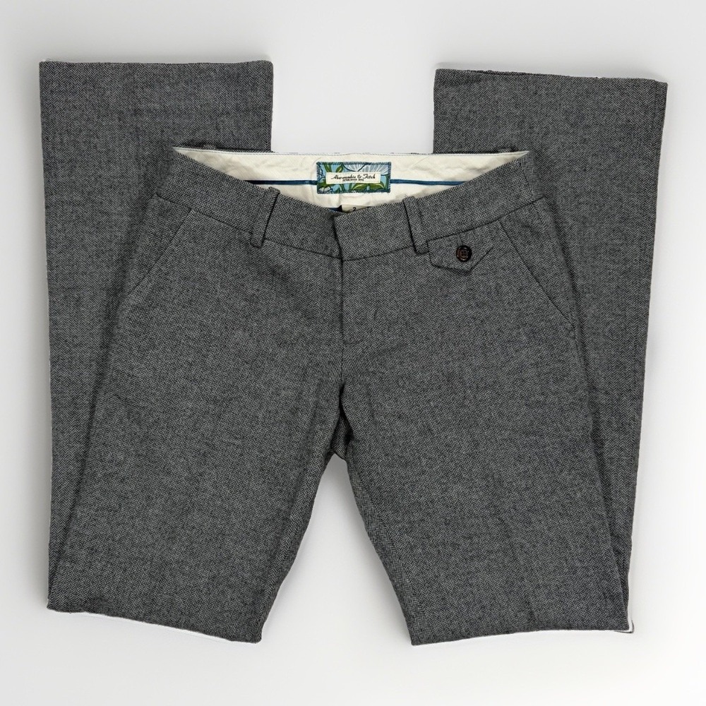 Vintage Abercrombie Fitch Flare Wool Pants Women's 2 (29x32.5) Herringbone Y2K